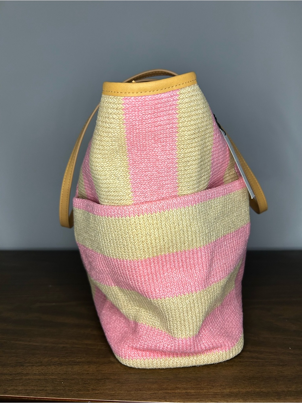 Vera Bradley NWT Candy Pink Stripe Straw Beach Tote Floral Woven Large Zip Bag - Picture 7 of 12